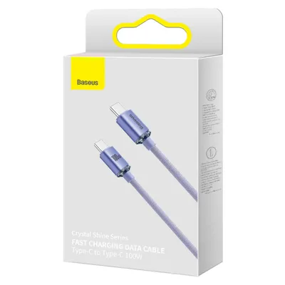Immagine prodotto di USB-C to USB-C Cable Baseus Crystal Shine Series, 100W, 5A, 2m, Purple CAJY000705