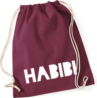 Produktbild von Huuraa Turnbeutel Habibi Schatz Freund 12 Liter Burgundy Baumwolle Rucksack Geschenkidee