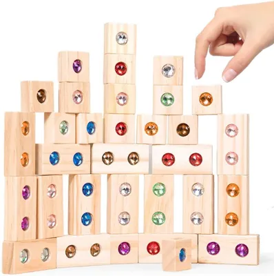 Produktbild von Holzbaustein-Set, 50 Stück, bunt, für den Einsatz in Kinderbetreuungseinrichtungen, ab 3 Jahren
