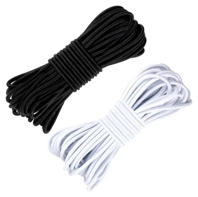 Produktbild von Elastische Schnur 3mm, 16M Gummikordel Schwarz Weiß, Hochelastisches Seil für Masken, Partyhüte, Wäscheleinen, Camping, Schnürsenkel, Frachtnetze, DIY-Projekte