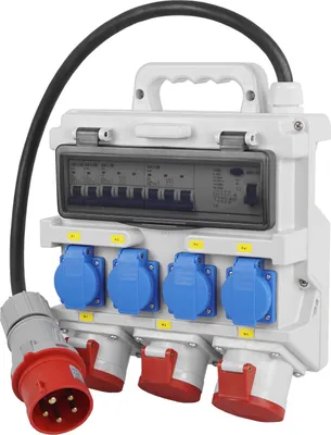 Produktbild von Baustromverteiler Wandverteiler 1x 32A 2x16A CEE Dose 4x230V Steckdose Komplett LS-Schalter Schutzschalter