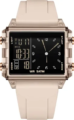 Produktbild von Watch Rechteckige Armbanduhr Sportuhr Digital Analog Silikonarmband Farbige Digitaluhr Herren Damen Uhr Coutdown Stoppuhr Dualzeit 5ATM Wasserdicht
