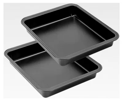 Produktbild von MGE - Quadratische Backformen aus Kohlenstoffstahl - 2er-Set 22 x 23,5 cm, Antihaftbeschichtete Auflaufformen, Geeignet für Brownies, Kuchen und Aufläufe