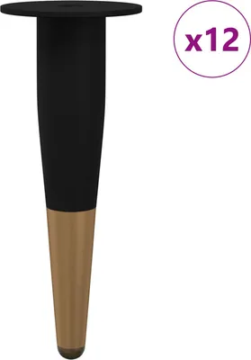 Produktbild von vidaXL Möbelbeine 12 pcs Schwarz und Gold Ø 40 x 98 mm Eisen