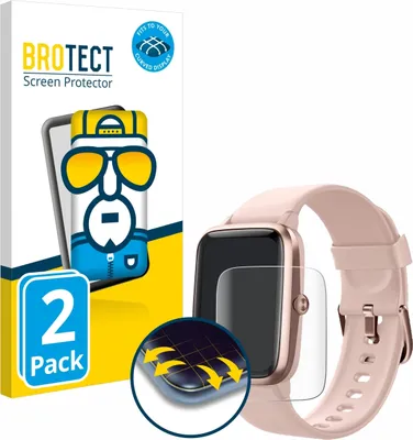 Produktbild von 2x BROTECT Fullscreen Schutzfolie für Fitpolo Smartwatch 207 1.3" Displayschutz Folie Fullcover Klar Transparent
