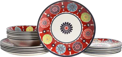 Produktbild von CreaTable, 24009, Sumaya Red, Tellerset 18-tlg, Steingut
