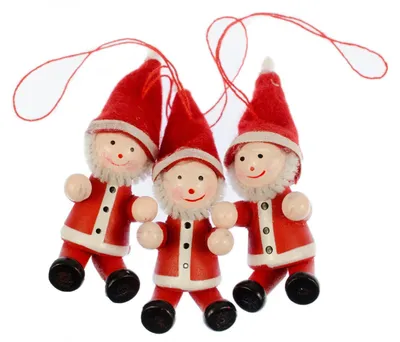 Produktbild von 3 x Weihnachtsbaumanhänger Baumschmuck Weihnachtsmann Nikolaus Santa Holz