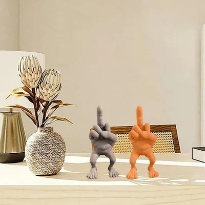Produktbild von Kunstfigur Mittelfinger Deko 3D gedruckt schwarz