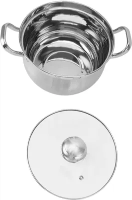 Produktbild von Auslaufsicherer Suppentopf aus Edelstahl für Küchenkochgeschirr, 24 Cm Großer Glas-Suppentopf mit Doppelgriffdeckel für die Hausmannskost