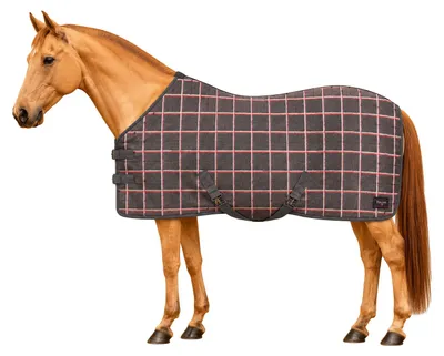Produktbild von Fleece Abschwitzdecke kariert Größe (Pferdedecke) - 115 cm Fleece Abschwitzdecken Fleece Karriert - grau/rot/weiß