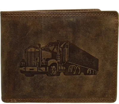 Produktbild von Voll Leder Herren Geldbörse mit Prägung Truck braun