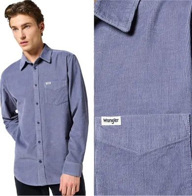 Produktbild von Wrangler Herrenhemd 1 Punkt Cordhirt Grisaille 112357218 W5L0008823