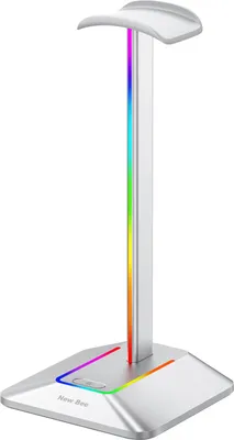Zdjęcie produktu dla Stojak na słuchawki NewBee Z8, podświetlenie RGB, antypoślizgowa gumowa podstawa, srebrny