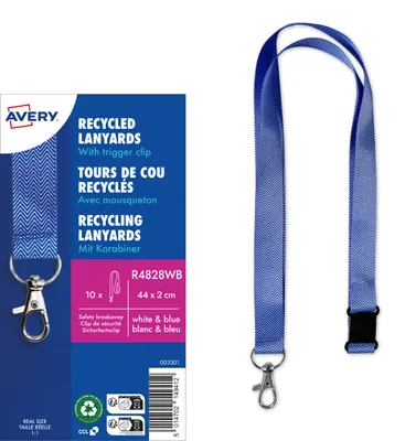 Imagen del producto de AVERY Zweckform R4828WB: Cinta/Llavero de tela AVERY, fabricado con rPET, 20 x 440 mm, en tonos azules