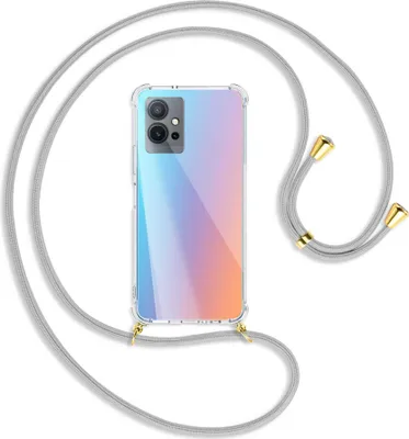 Produktbild von Handykette Backcover-Schutzhülle mit Band (Metall goldfarben) für vivo Y55 5G, vivo Y75 5G - silbergrau