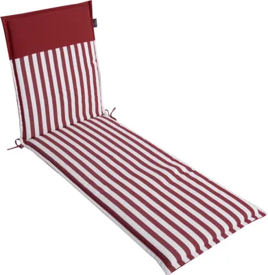 Produktbild von LILENO HOME Sonnenliege Auflage als [1er Set - Rollliege] in Streifen Rot - Uni Rot - Gartenliegen Auflage perfekt für Strandliege - Polster Auflage für Gartenliege (190x60x5cm) MALT