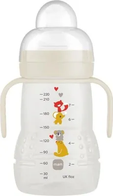 Produktbild von MAM Übergangsflasche 220ml, +4 Monate, Auslaufsicherer Silikon-Trinkschnabel, Grün, Durchfluss 3