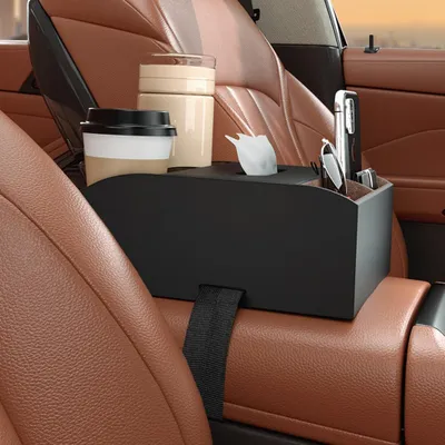 Produktbild von Auto-Armlehnen-Aufbewahrungsbox, multifunktionaler Taschentuch-Konsolen-Organizer, Leder-Innenbecherhalter für LKW, SUV