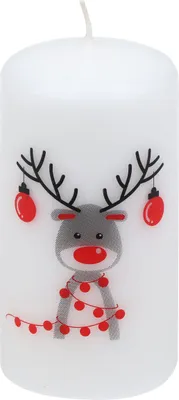 Produktbild von Weihnachtskerzen Stumpenkerze "Rudy" Weiß 110/57 mm