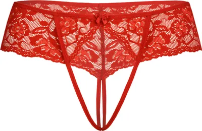 Zdjęcie produktu dla Teyli Ouvert stringi z kwiatową koronką Devvi Female 3108T czerwony S/M