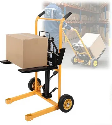 Produktbild von Palettenstapler, 200 kg Tragkraft, Hubhöhe, Manueller Stapler Hochhubwagen mit Rädern, Hydraulischer multifunktionaler Materiallift, manueller Palettenwagen mit Verstellbarer Gabel