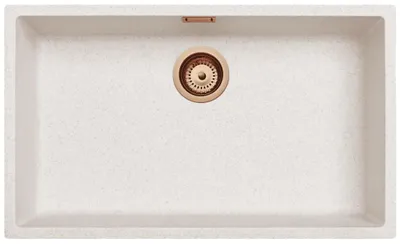 Immagine prodotto di Lavello da cucina 70x40 cm, colore sabbia, da incasso, con miscelatore esterno in ottone spazzolato modello "Pure.Sink"