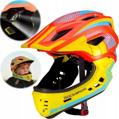 Produktbild von Rockbros Tt-32Soyb-S Kinderfahrradhelm mit abnehmbaren Backen Größe S - Gelb/Orange