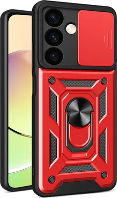 Image de Etui pour Samsung Galaxy S24+, étui en silicone TPU avec anneau de fixation, protection de l'appareil photo Rouge