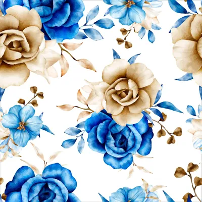 Image de DÉCORDS D'EXTÉRIEUR OXFORD - Motif roses bleues et or I DR287