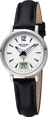 Obrázek produktu pro Regent kožené dámské náramkové hodinky quartz černé rádiem řízené hodinky D2URFR284