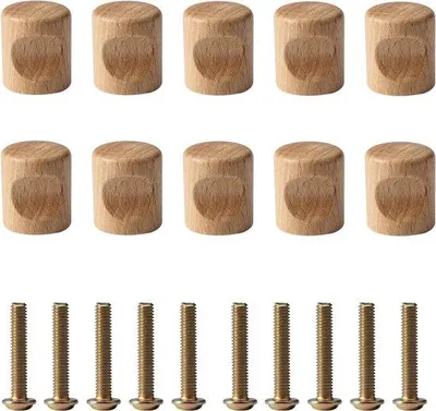 Obrázek produktu pro Sada dřevěných úchytek, 10 ks, Ø 20 mm × 24 mm, neošetřené, pro skříně