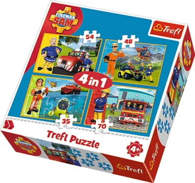 Produktbild von Trefl, Puzzle, Feuerwehrmann Sam als Retter, von 35 bis 70 Teilen, 4 Sets, für Kinder ab 4 Jahren