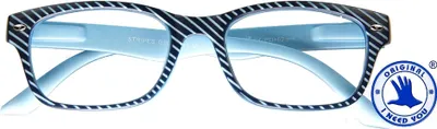 Produktbild von Lesebrille mit Etui Stripes Blau-Hellblau (+1,5 dpt)