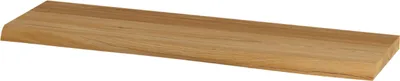 A single wooden shelf with a natural edge, presented on a white background.