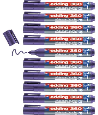 Image de Marqueur pour tableaux blancs edding 360 rechargeable 1,5-3mm violet Paquet de 10 pièces
