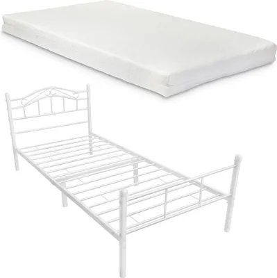 Image de Lit métallique 'Florenz' 120x200 blanc avec matelas Cadre de lit Lit de jeune en métal