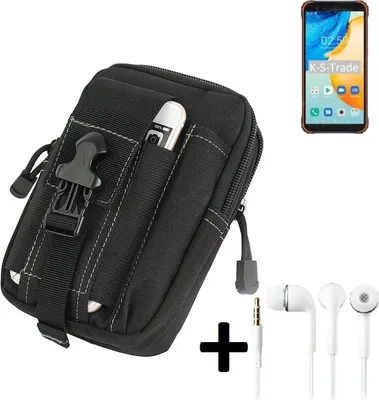 Produktbild von K-S-Trade Gürteltache + Kopfhörer kompatibel mit Blackview BV4900 Pro Gürtel Tasche Holster Schutz Hülle Handy Hülle  schwarz inkl. Extrafächer