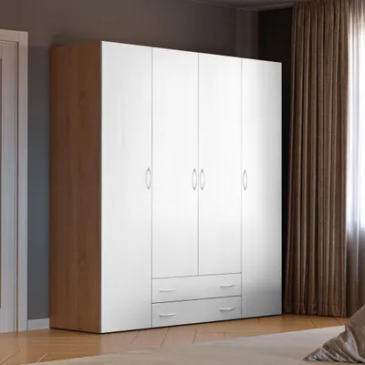 Immagine prodotto di Armadio 4 ante e 2 cassetti Seba4 160x51,6x177h colore bianco e rovere