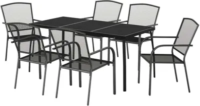 Produktbild von vidaXL 7-tlg. Garten-Essgruppe Anthrazit Stahl