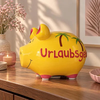 Produktbild von Lustige Spardose Sparschwein URLAUBSGELD bunt 12,5 cm