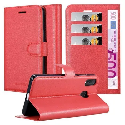Zdjęcie produktu dla Etui Cadorabo do Samsung Galaxy A40 w kolorze KARMIN RED Etui na telefon komórkowy z zapięciem magnetycznym, funkcją podstawki i miejscem na kartę Etui Etui ochronne Etui z klapką w stylu książki