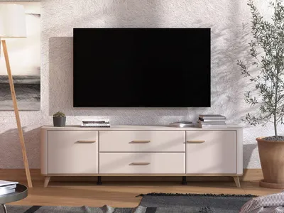 Image de Gosaldo - Meuble TV, 180x40x53h cm Beige, 2 tiroirs