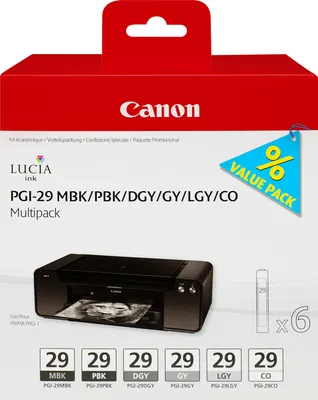 Image de Canon PGI-29 Multipack MBK/PBK/DGY/GY/LGY/CO