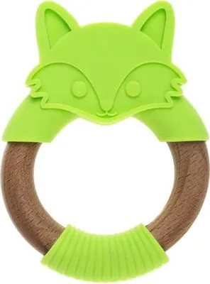 Produktbild von Holz-Silikon-Beißring - Grüner Fuchs / Bocioland
