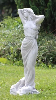 Produktbild von Casa Padrino Jugendstil Garten Deko Skulptur Dame Grau H. 70 cm - Elegante Garten Deko Stein Figur - Barock & Jugendstil Garten Deko Accessoires