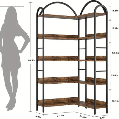 Immagine prodotto di Mensole per libri - Scaffali per libri - Mensole a parete - Porta libri - Libreria - Scaffale angolare in metallo di stile industriale