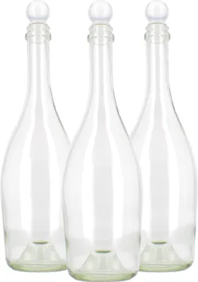 Immagine prodotto di BELLEROFONTE Bottiglia in vetro trasparente per acqua 750 ml con tappo a pressione, 3 pezzi