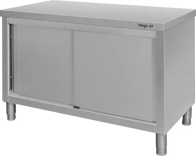 Zdjęcie produktu dla Kuchenny stół gastronomiczny ze stali nierdzewnej centralny z szafką Mega-M 120x60x85 cm