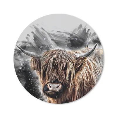 Produktbild von MuchoWow® Mauspad Mousepad Porträt Schottischer Highlander - Abstrakt 40x40 cm - Mousepads - Maus Mat - Pad - Mausunterlage - Schreibtisch Accessoires