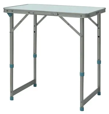 Image de Table pliante - Table de camping - Table de jardin - Réglable en hauteur - Structure en métal - Plateau en MDF et aluminium - Blanc